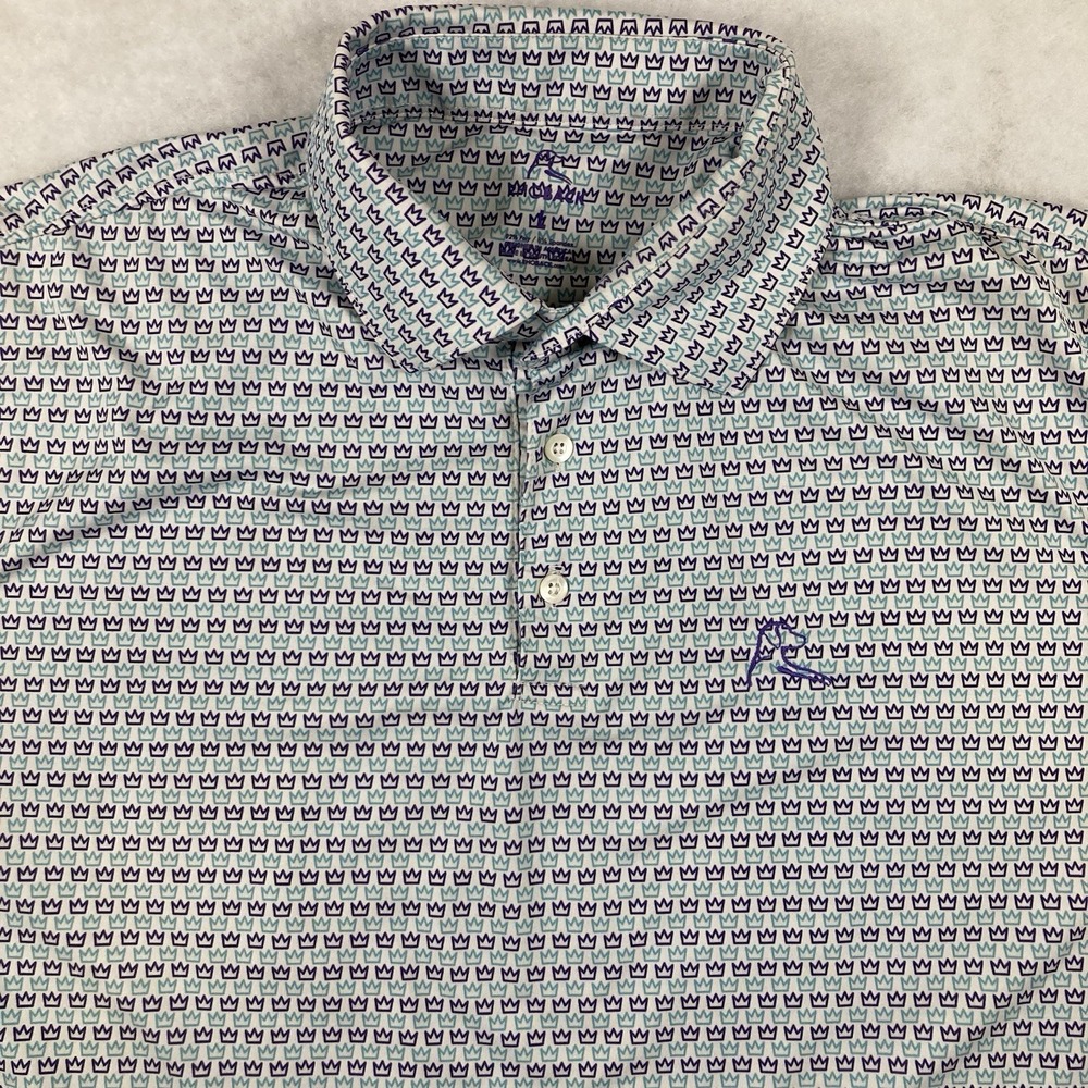 Rhoback Polo Mens LARGE Green Purple Queen City Charlotte Crown Golf Performance